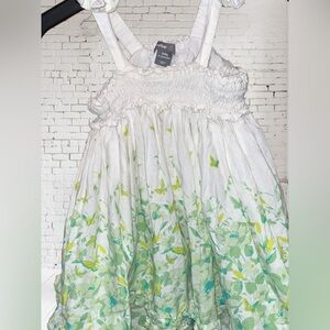 Baby Gap Floral Green & White Summer Dress Size 6-12M